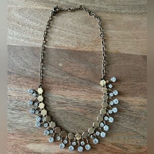 J. Crew Gold Hexagon Necklace with Silver Accents